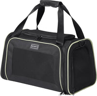 PETSFIT Pet Carrier Airline Approved with Extendable Mat, Dog Carriers for Small Dogs, TSA Approved Pet Carrier, Puppy Carrier for Small and Medium Cats Under 12 Lbs, Black