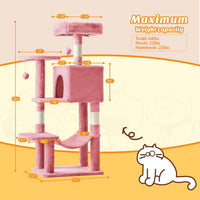 54 Inch Cat Tree Tower with Sisal Scratching Posts, Multi-Level – Essentials for Cats - Pink / 44IN - image 2