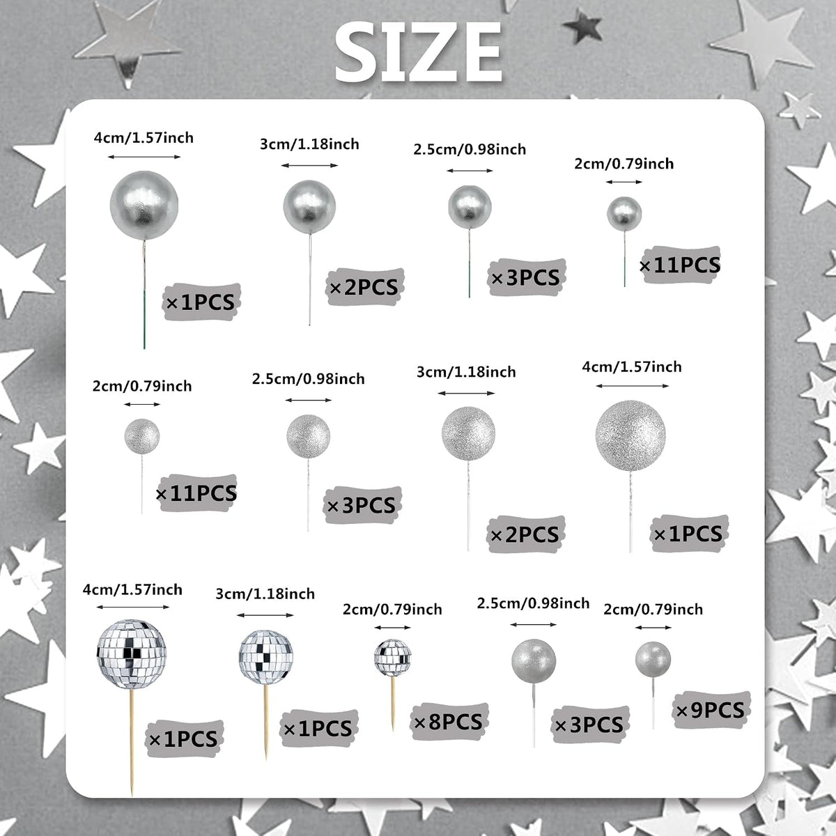 RASSLISA ball cake toppers, 56 plastic pearl balls in three sizes for cake decorating - view 17