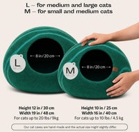 Cat Cave, New Zealand Wool Bed for Indoor Cats - Emerald / Medium - image 2