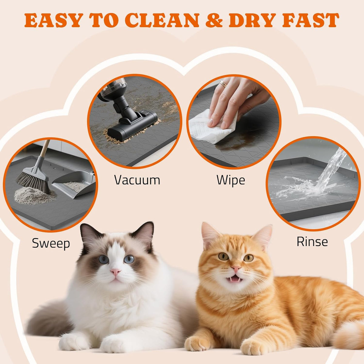2 Pack Silicone Cat Litter Mat 34 x 22 in, Easy to Clean - Gray / 1 Pack - image 3
