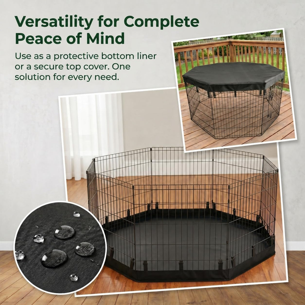 Puppy Playpen with Bottom Pad and Door, 8 Panels 24" H - Black / No Pen: 00-Inch High / Only Bottom Pad - image 2