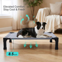 Elevated Outdoor Dog Bed, Raised Dog Bed with Steel Framed 42in – Essentials for Dogs - Grey / 42"L x 30"W x 8.5"H - image 3