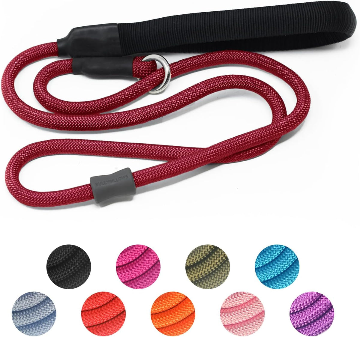 Strong Slip Rope Dog Training Leash - 1/2" x 4ft / Wine Red