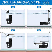 hygger USB Single Sponge Filter, Small Aquarium Filter with Adjustable Hanging Clip and Suction Cup, Duckbill Outlet, Rain Pipe Outlet, Extra Spare Sponge