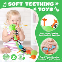 Baby Toys 0-6-12 Months,Musical Caterpillar Stuffed Animals Activity Infant Toys with Crinkle,Rattles,Mirror&Pull String,Muti-Sensory Toys Gifts for Newborn Tummy Time,Green,Knot prolegs