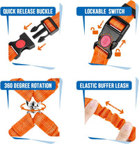 Lukovee Double Dog Car Seat Belt, No Tangle Headrest Restraint – Essentials for Dogs - Orange / 1 Pack - image 2