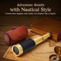 NauticalMart 6 inch brass spyglass telescope with leather case, pocket pirate telescope - view 2