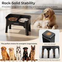 URPOWER Mess Proof Elevated Dog Bowls 4 Height Adjustable Raised Stand – Essentials for Dogs - Matte Black / Large - image 3