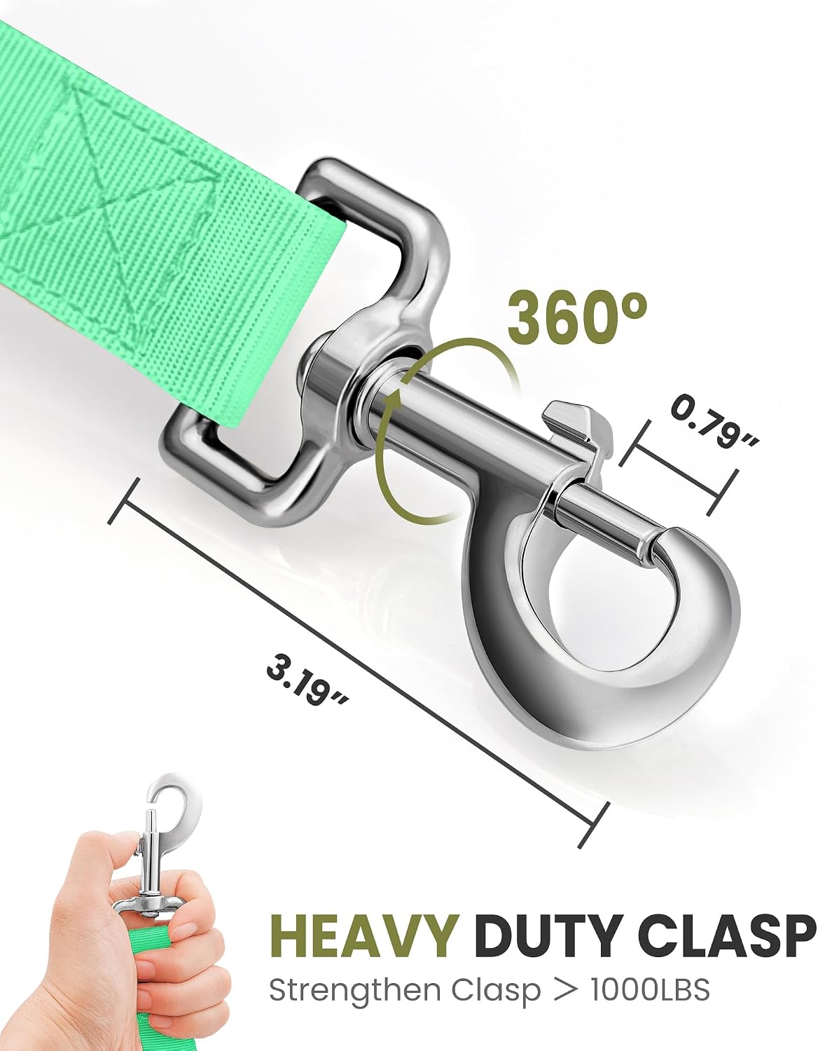OutdoorMaster Bungee Dog Leash - Mint Green / Max: 6'7" - image 4