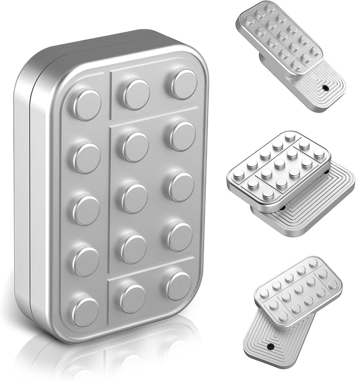 Fidget Toys Adults Magnetic Desk Toy Metal Fidgets Slider - Matte Silver