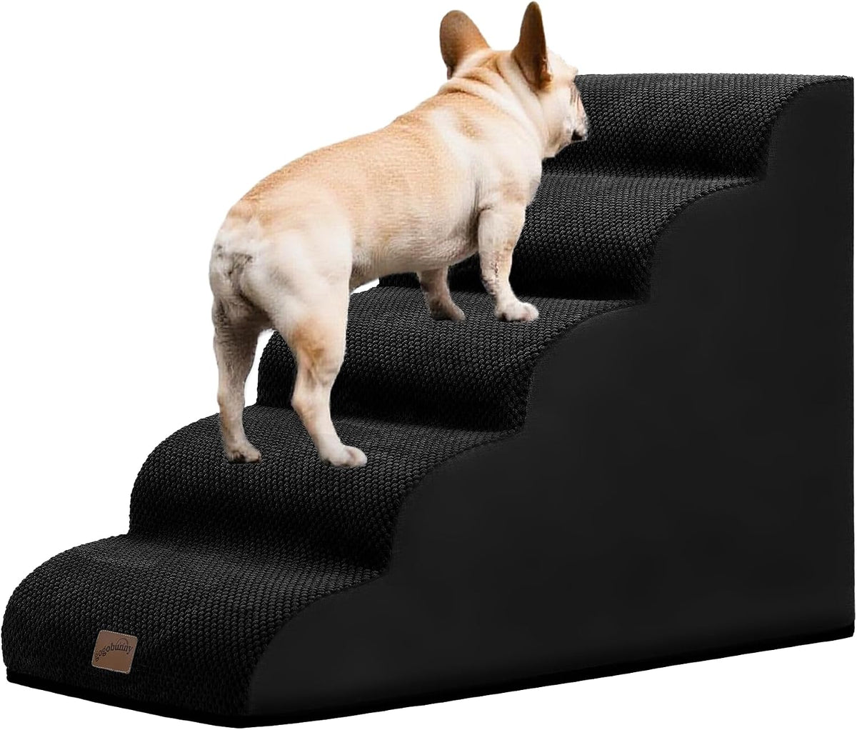 Dog Stairs for Small Dogs, 3-Step Pet Steps for Couch Sofa - Black / 5 / 5-Step (33"D x 15.7"W x 22.6"H)