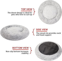 Calming Fluffy Donut Dog Bed for Large Dogs, 36" Round - 23.0"L x 23.0"W x 7.0"Th / Dark Grey - image 4