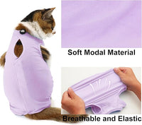 Cat Recovery Suit, Surgical Recovery Clothes for Abdominal Wound or Skin Disease, Cats Onesie After Surgery and Spay, E-Collar Alternative Pajama Suit (Purple, Large)