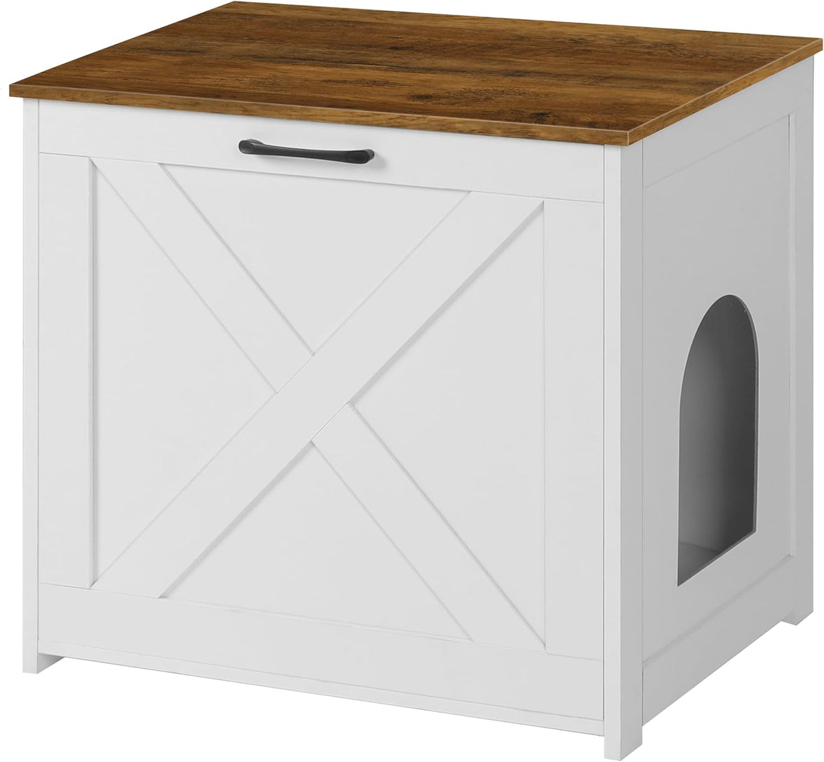 Cat Litter Box Enclosure, Hidden Litter Box Furniture - White+Warm Brown / 23.6"L x 19.7"W x 21.7"H