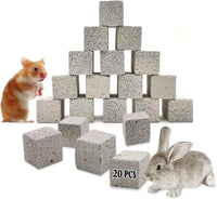 24 PCS Chinchilla Chew Toys Lava Blocks Hamster Chew Toys – Essentials for Small Pets - 20 Pcs-Square / 1.57 Inch Diameter