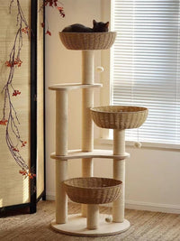 Modern Wood Cat Tree for Large Cats - Large-O1