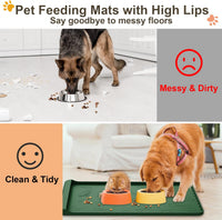 Dog Food Mat 36"x24" - Silicone Dog Mat for Food and Water Large Pet Feeding Mats with Residue - Khaki Green / 36"L x 24"W - image 2
