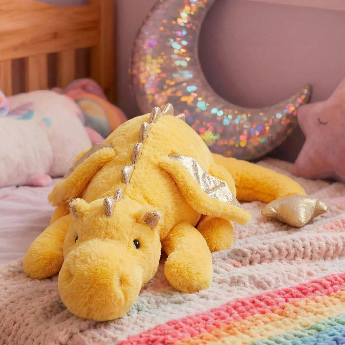 ARELUX Large 36in Cute Dragon Stuffed Animals Plush Toy Soft Matcha - Yellow / 50inch - image 4