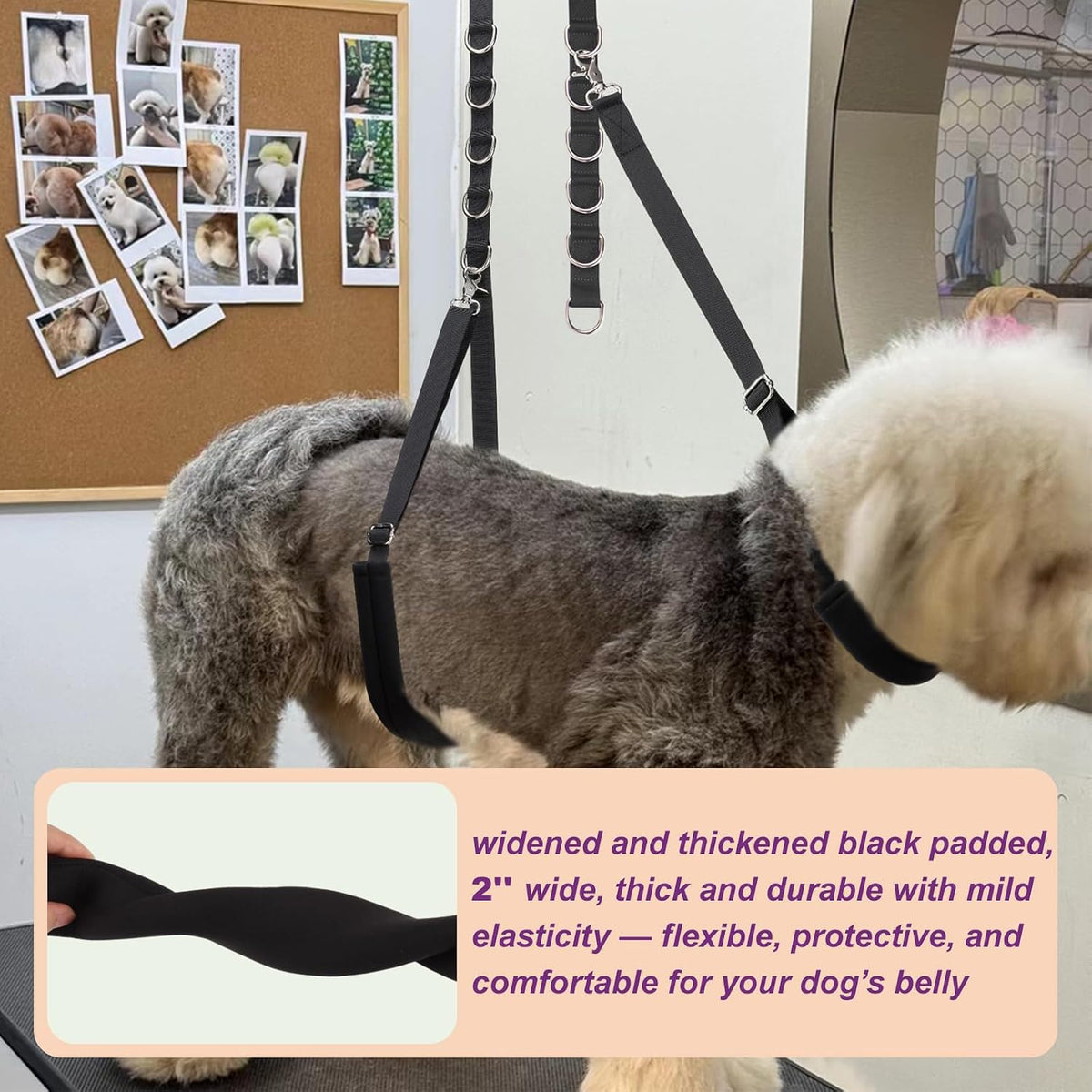 Dog Grooming Belly Strap - 3PCS Grooming Restraint Set Adjustable Belly Band Loops Strap - Sky Blue - image 3