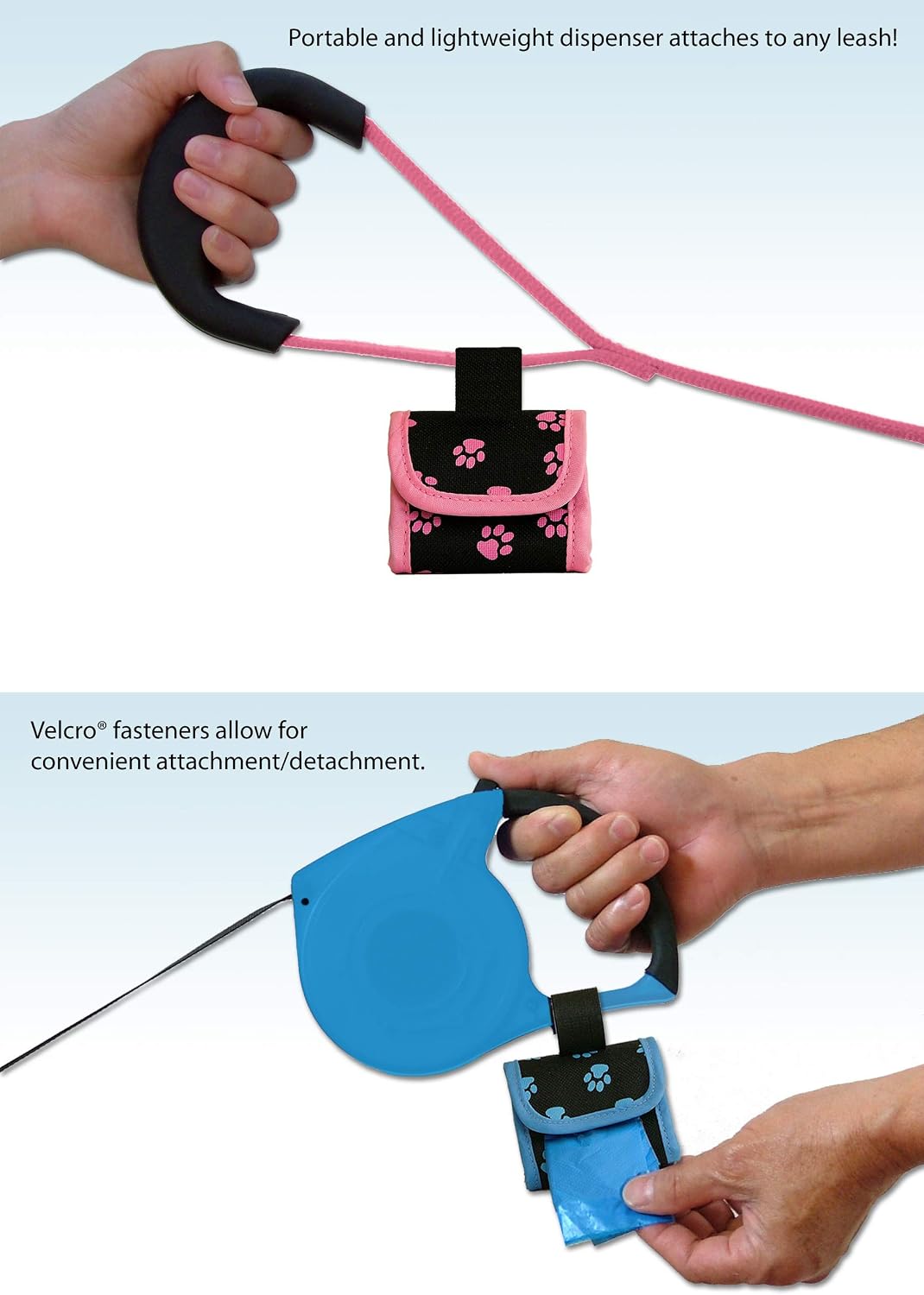 FiveStarPet Purse Style Dispenser with 2 Rolls Made in USA Easy Open - Pink Paw - image 3