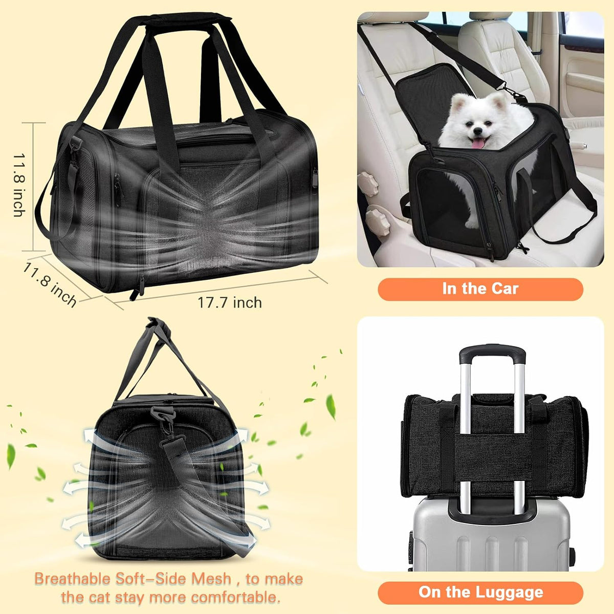 Cat Carrier with Litter Box - Whole Black - image 3