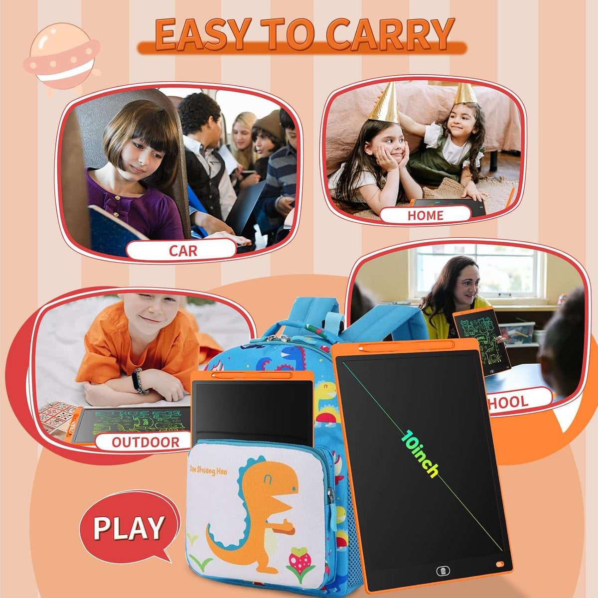 [2 Pack] Genialba LCD Writing Tablet 10-Inch Colorful Doodle Board - Orange / 10 Inch / 1 - image 4