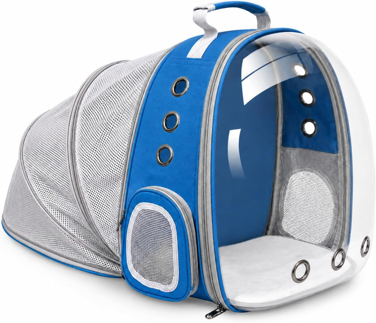 Expandable Cat Carrier Backpack with Bubble Window - Blue