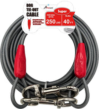 30ft Reflective Tie-Out Cable for Heavy Dogs Up to – Essentials for Dogs - 250lbs40ft / Red & Cool Grey
