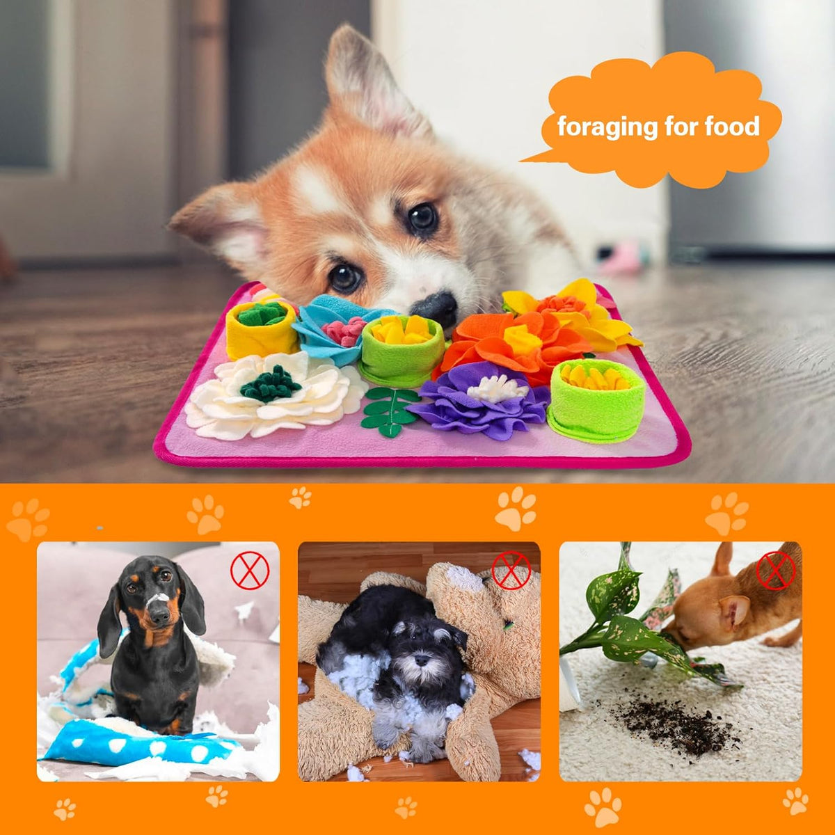 Snuffle Mat for Dogs, Sniff Mat Slow Feeding Mat for Small Pets Cats, Rabbits - Help Stress Relief - Bright Pink - image 3