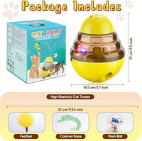 Interactive Cat Toys for Indoor Cats,Tumbler Toy for Kitten Tracking Balls Treat Dispenser for Bored Cat and Small Dogs to Chase and Exercise (Yellow)