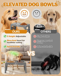 Elevated Dog Bowls for Medium Large Size Dogs - Grey / Medium Large / 1 Basic&1Slow Bowl - image 3