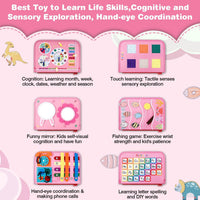 JHkim Busy Board Montessori Toys for Boys Girls Gifts - Pink - image 2