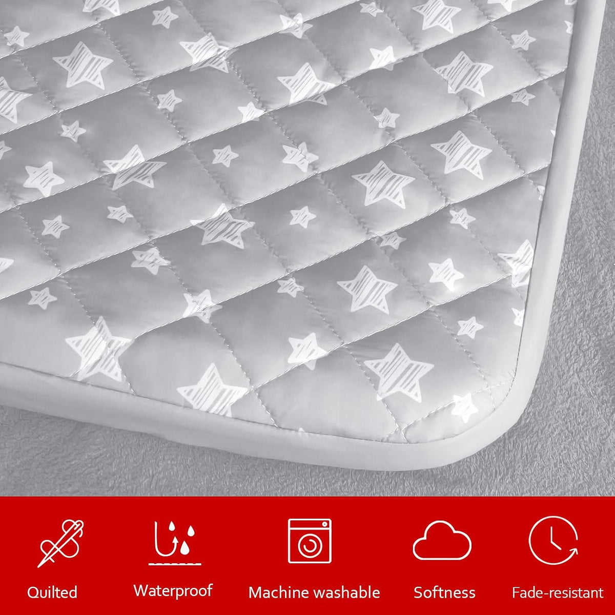 Waterproof Dog Bed Covers Replacement Lovely Grey Star Print - Grey Star / 16 x 25 x 5 inch（Pack of 2） - image 2