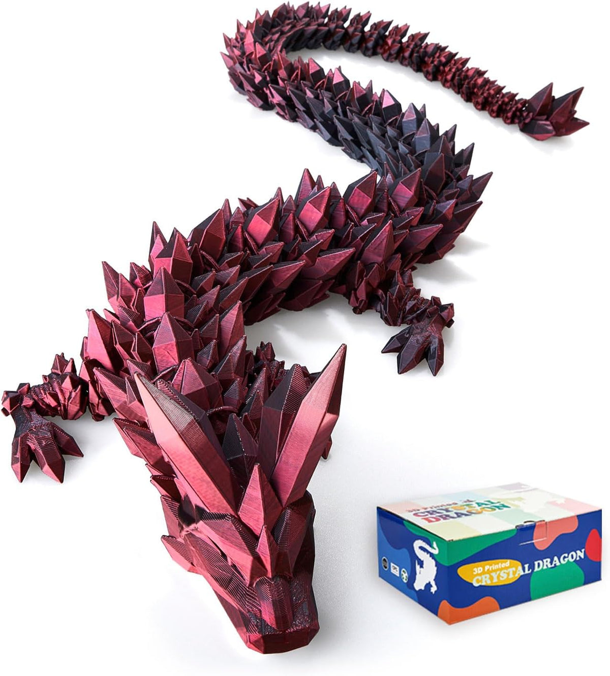 3D Printed Dragon 24 Inch - Red Black / 24in
