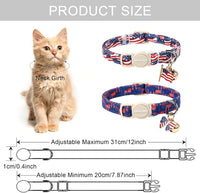 ARING PET 2 Pack Cat Collar-Cute Cotton Cat Collar Breakaway - Independence-American flag - image 4