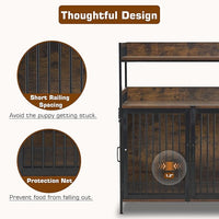 MCombo Furniture Style Dog Crate with Storage Shelves, Heavy Duty Wooden Dog Cage End Table, Triple Doors Pet House Indoor, 1368 (Brown)