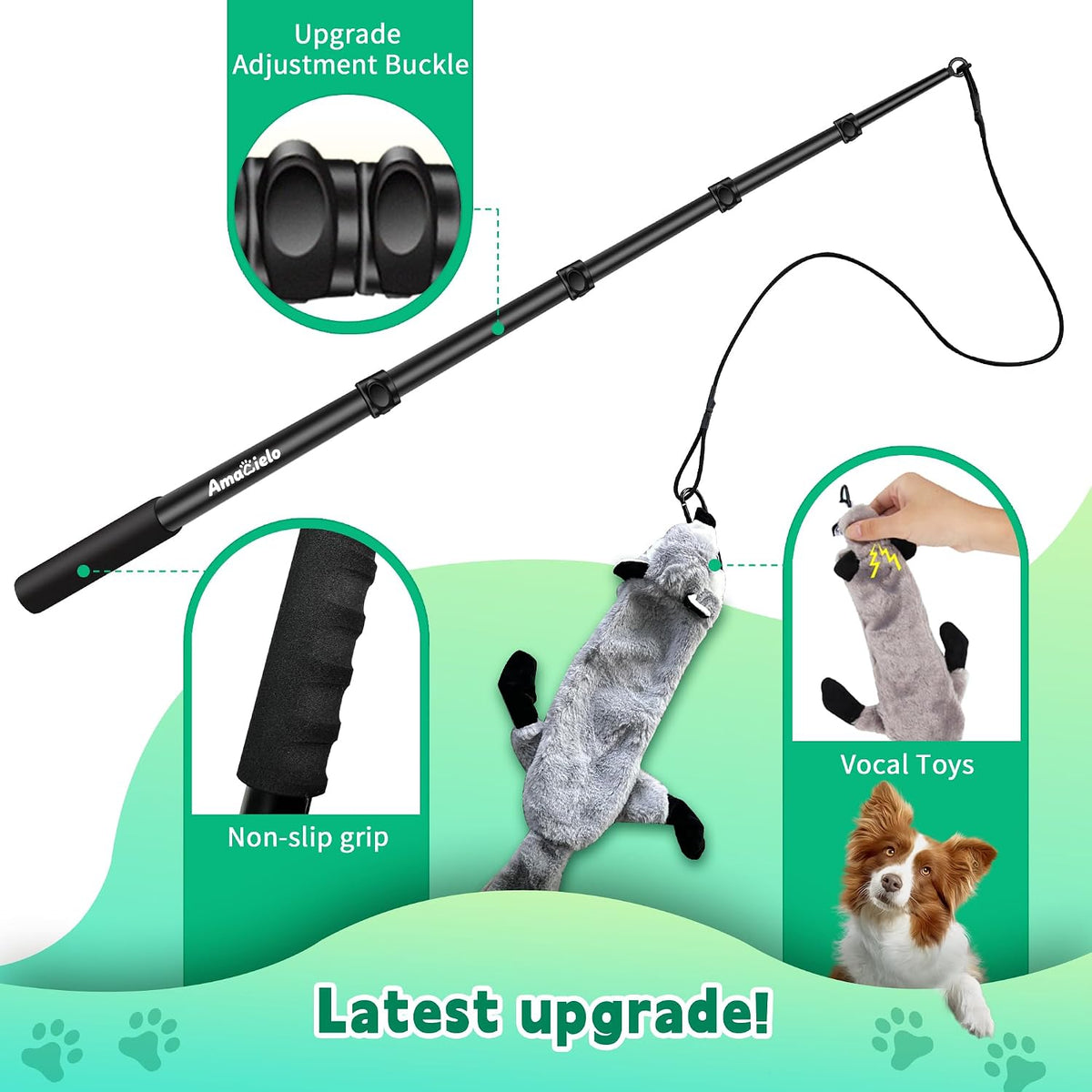Flirt Pole for Dogs, Interactive Toys Tug-of-war for Pet - 4 switch-59.1Inch - image 3