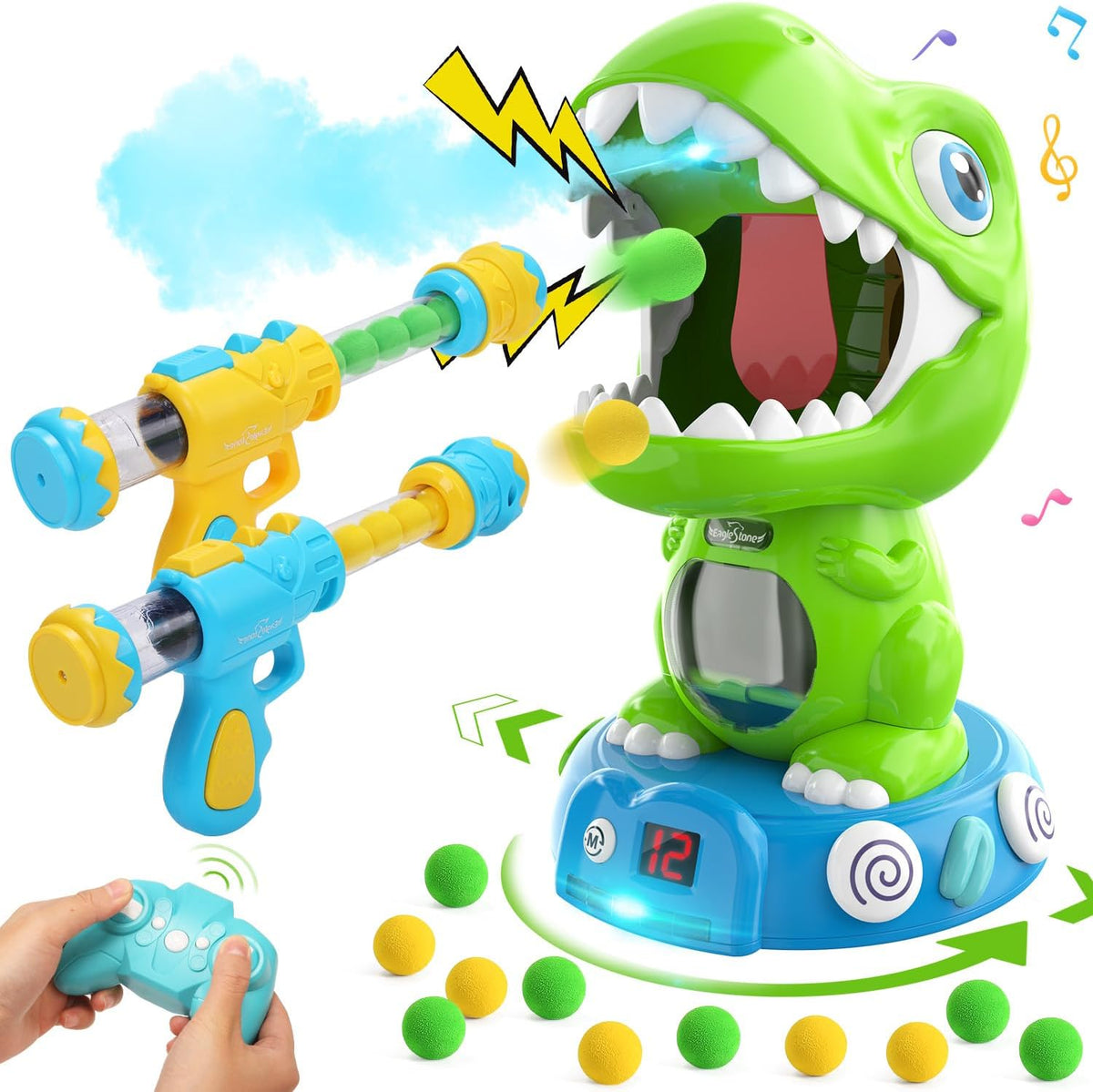 EagleStone T-Rex Dinosaur Shooting Target Game Toys with Air Power - 8808-11b-green