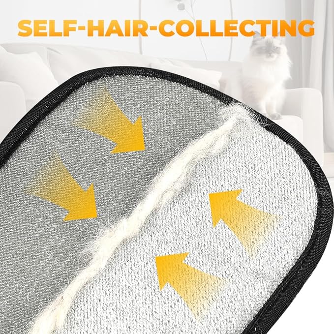 Pet Hair Remover Gloves, 2025 Upgraded Pet Grooming Gloves Hair Remover Electrostatic, Premium Efficient Hands on for Dogs, Cats & Horses (3PCS)