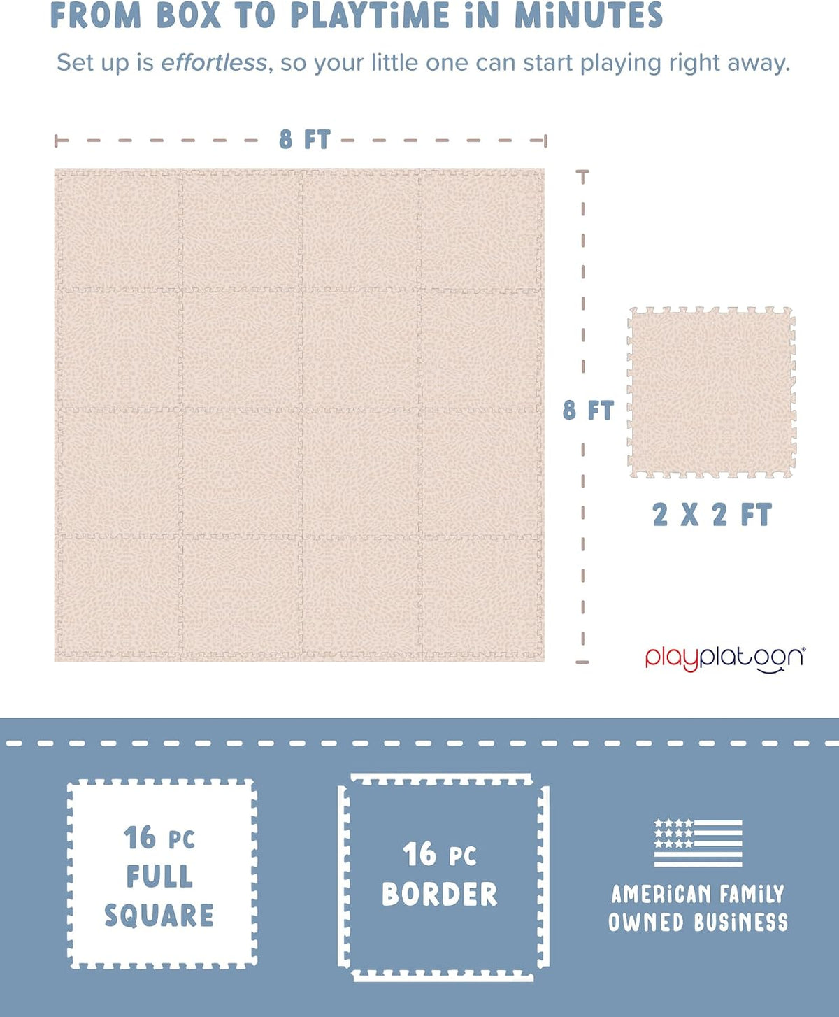 Play Platoon Kids Play Mat, 9 Tile 72x72 Inch - 96"L x 96"W x 0.6"Th / Savanna - image 2