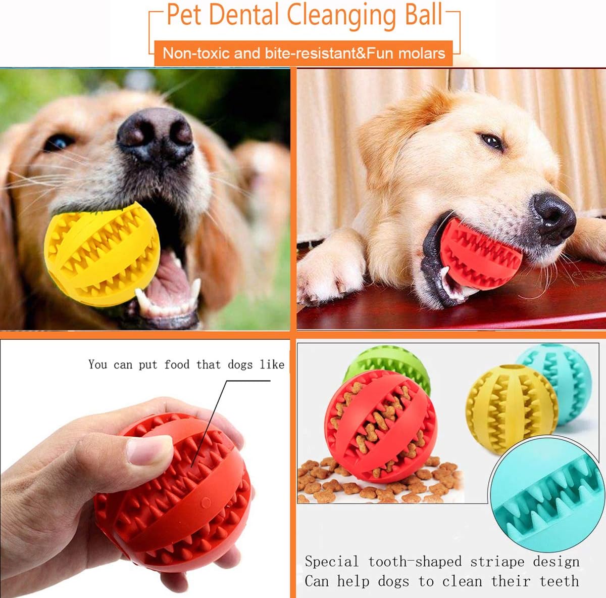 Sunglow 2 Pack Dog Toy Ball – Essentials for Dogs - Red/Yellow / 2.75 in - image 3