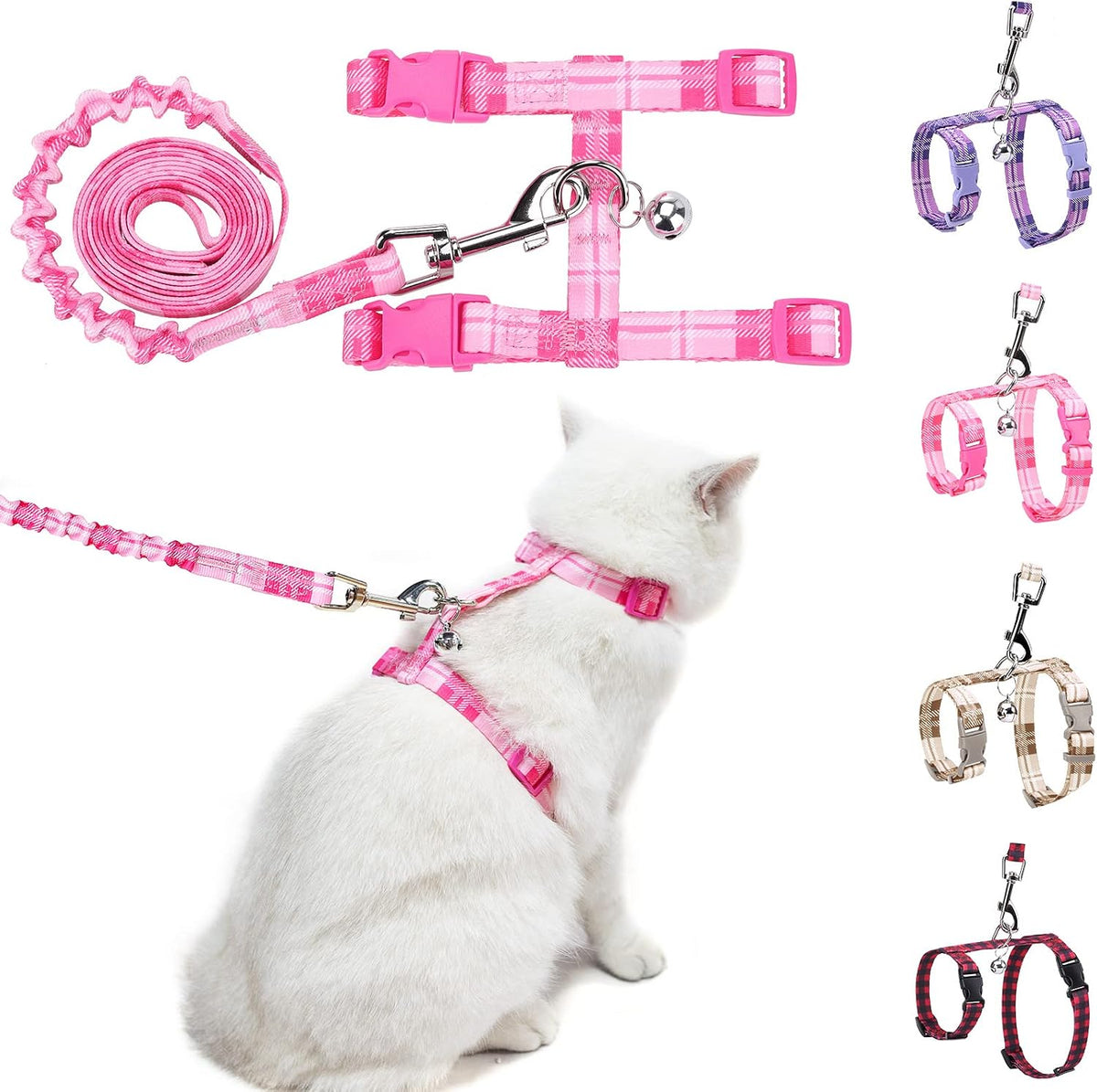 Cat Harness and Leash Set, Escape Proof for Walking Travel - Small(Chest: 10"-15") / Pink