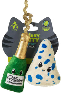 Quirky Kitty Ice Cream Kicker Catnip Crinkle Feather Soft Plush Cat - Pack of 2 / Wine & Cheese