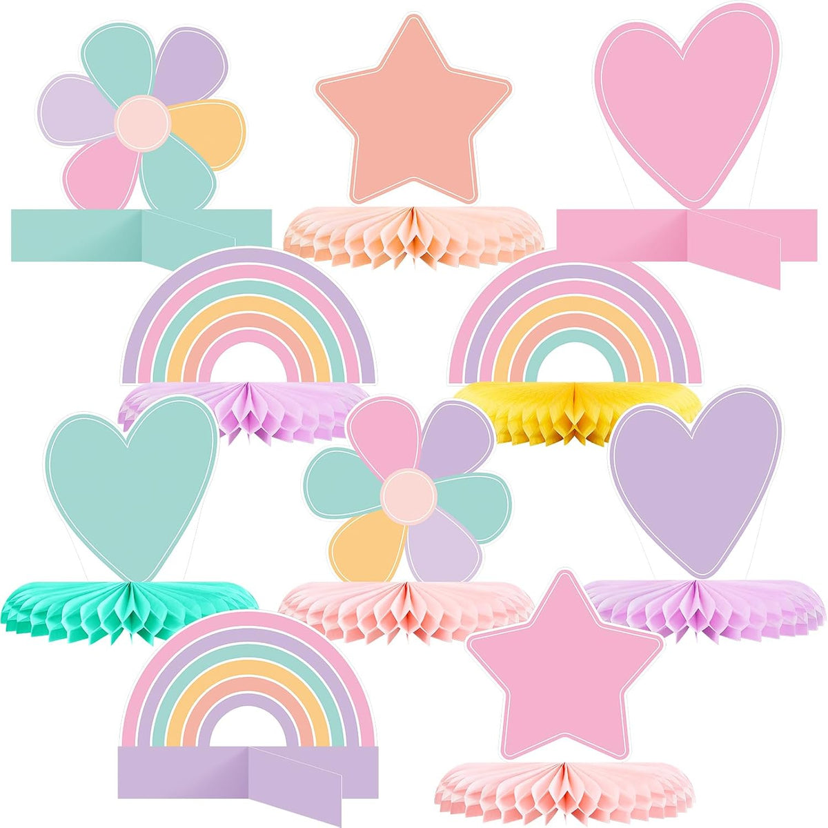 10 Pcs Candy Party Decorations Candyland Table Decor Welcome - Rainbow