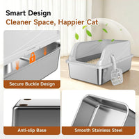 Stainless Steel Cat Litter Box with Lid - Light Gray / XL / 1 - image 4