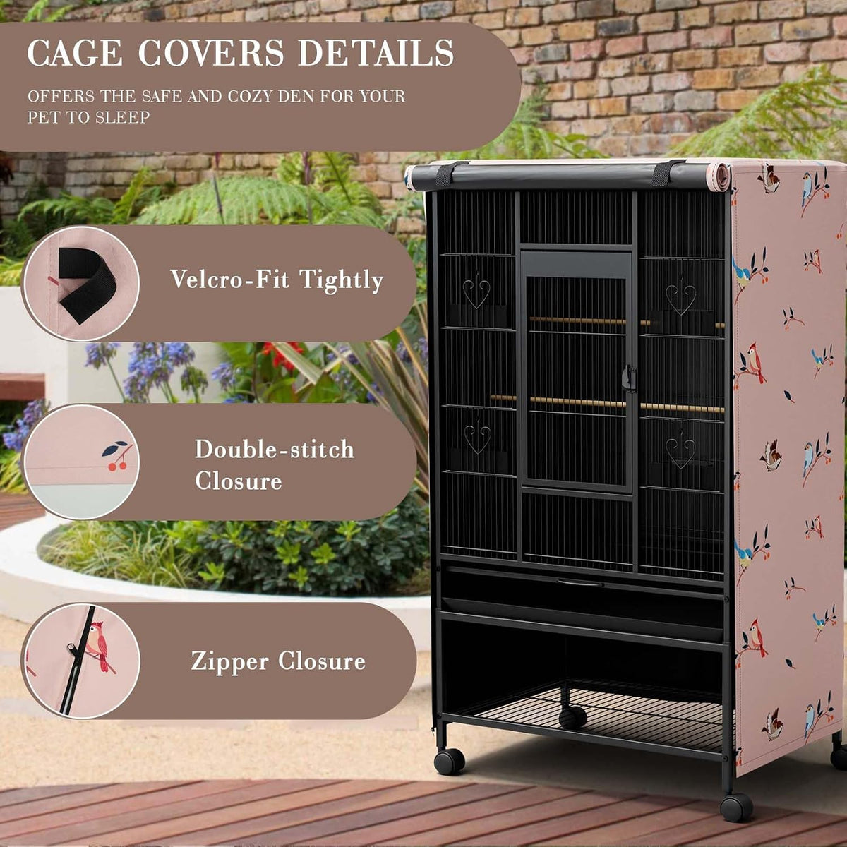 Tchvt Ultra Blackout Birdcage Cover - Bird Designs / 19.0"L x 19.0"W x 40.0"H - image 3