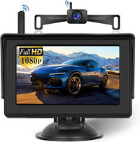 Hikity Wireless Backup Camera System 4.7 Inch Car Monitor Kit HD 1080P License Plate Rear View Camera, Digital Stable Signal, Night Version, IP68 Waterproof, Reverse Camera for Cars