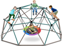 Hapfan 10 ft climbing dome with saucer swing for kids 3-12