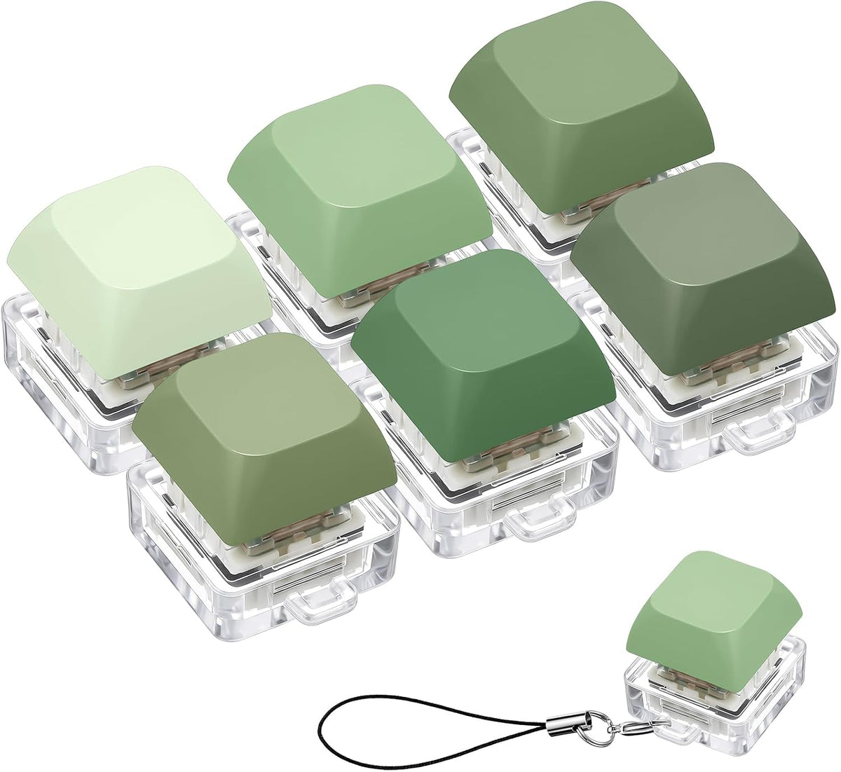 6 Pcs Keyboard Fidget Toy Keyboard Fidget Keychain - Green / Classic / 6